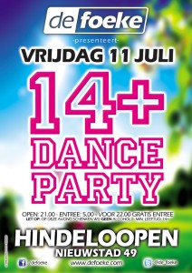 Vrijdag 11 Juli - 14+ Dance Party - De Foeke - Hindeloopen