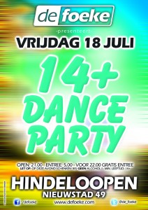 Vrijdag 18 Juli - 14+ Dance Party - De Foeke - Hindeloopen