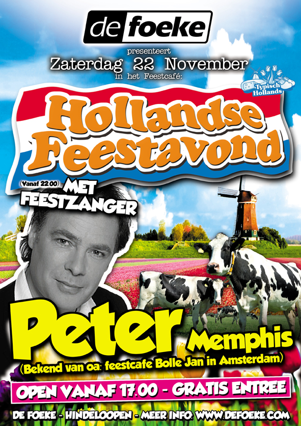 Zaterdag 22 November - Hollandse Feestavond met Peter Memphis - De Foeke - Hindeloopen