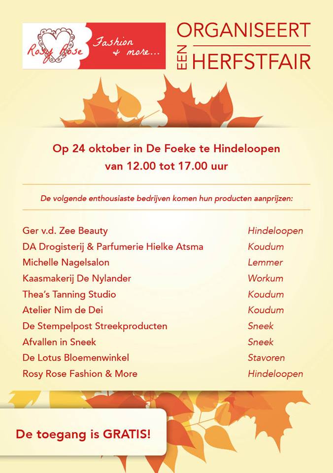 Zaterdag 24 Oktober - Herfstfair - De Foeke - Hindeloopen