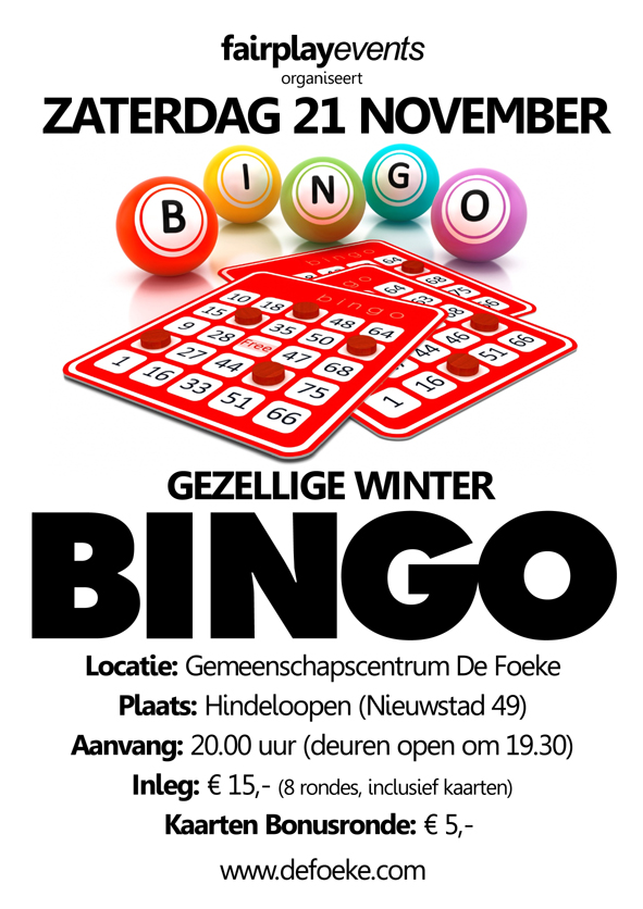 Zaterdag 21 November - Bingo - De Foeke - Hindeloopen